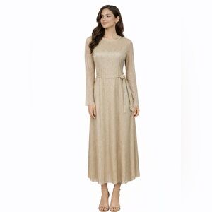 NWT Anne Klein Shimmering Gold Long Sleeve Dress